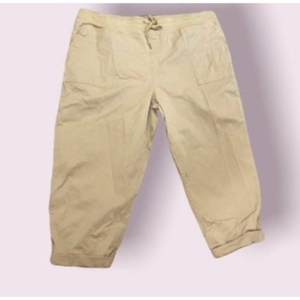 Pants cargo capri bottom tan cream plus size pants - Picture 8 of 11